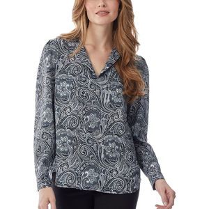 Jones New York Womens Black Paisley Utility Top Blouse Shirt NWT